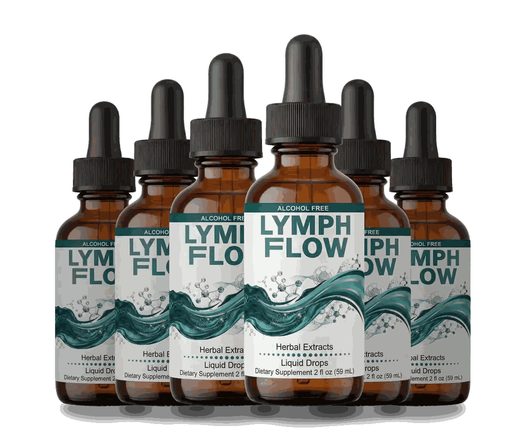 Six Lymph Flow dropper bottles